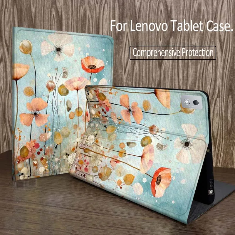 

Watercolor Poppy Flower Painting For Legion Xiaoxin Pad P12 Pro Y900 GT 2023 2025 12.1 12.7 14.5 inch Tablet Case