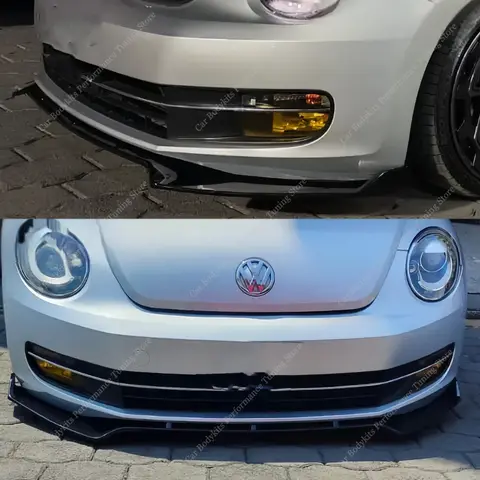 Gloss Black Front Bumper Lip Spoiler Splitter Diffuser Retrofit For VW Beetle A5 TSI TDI Standard 2012-2016 Pre-Lci Bodykits 10 best sales body kit volkswagen beetle - №6