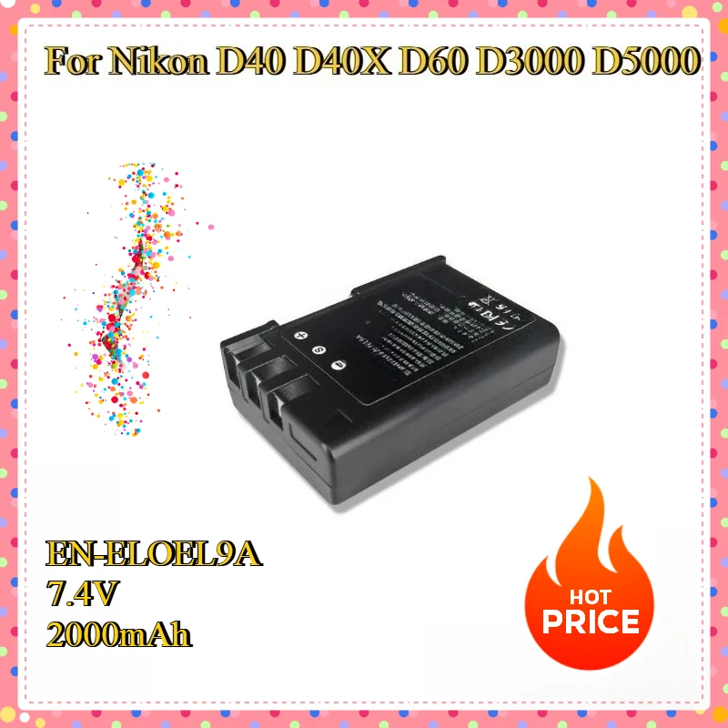 

For Nikon D3000 D5000 D40 D40X D60 New Replacement Battery 2000mAh EN EL9 EN EL9A EN-EL9 EL9A ENEL9+ LED Charger MH-23