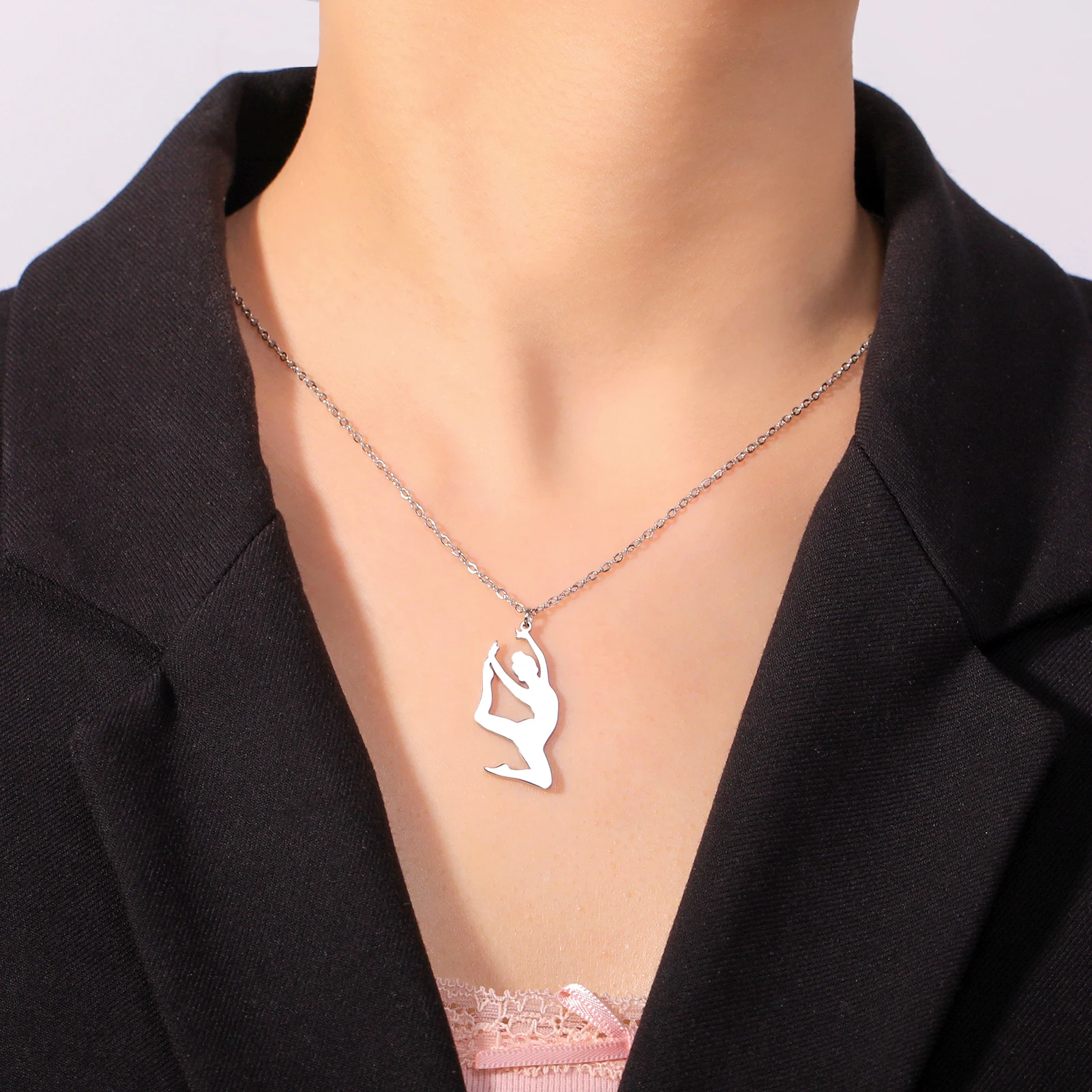 COOLTIME Halskette mit Anhänger für rhythmische Gymnastik, Edelstahl, Trend-Turnerin, Sport-Tänzerin-Halskette, Schmuck, Geschenk für Frauen – Detail 31