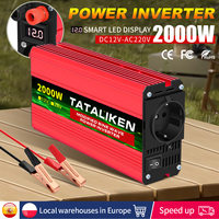 DC 12V to AC 220V 50HZ Modified Sine Wave  500W-4000W  EU Socket Car Power Inverter  Smart LCD Screen