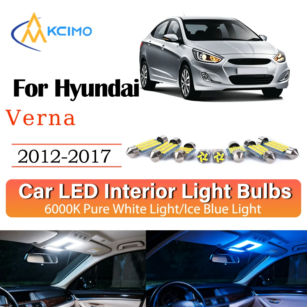 

Interior Lighting Kit For Hyundai Verna (2012-2017) LED Bulbs for Dome Map Door Trunk License Plate Light
