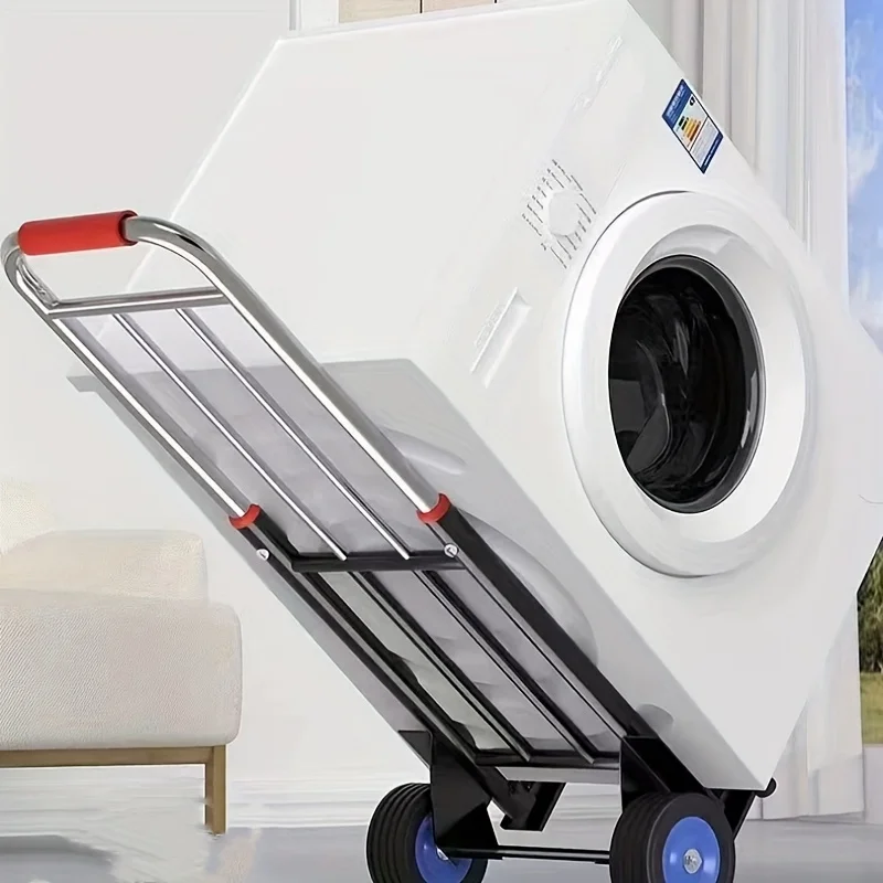

1pc Adjustable Height & Foldable Dolly with PU Wheels , Convertible Load Carrier with Adaptive Configuration System