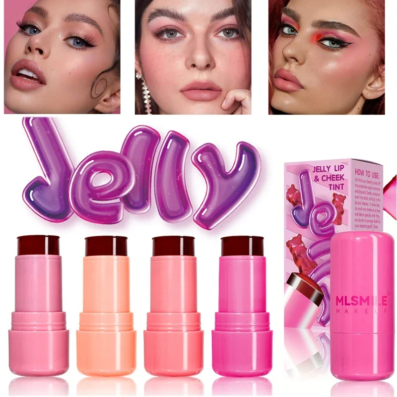 3-in-1-Gelee-Puder-Rouge, feuchtigkeitsspendender, langanhaltender Gesichtskonturstift, aufhellender Rouge-Make-up-Lippentönung für einen frischen Look von Augen und Lippen