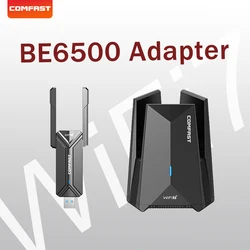 USB-адаптер Wi-Fi 7, BE6500 WiFi7 Dongle 2,4G/5,8G/6 ГГц, бесплатный драйвер 6452M, гигабитная сетевая карта для киберспорта, беспроводная для ПК Win10/11