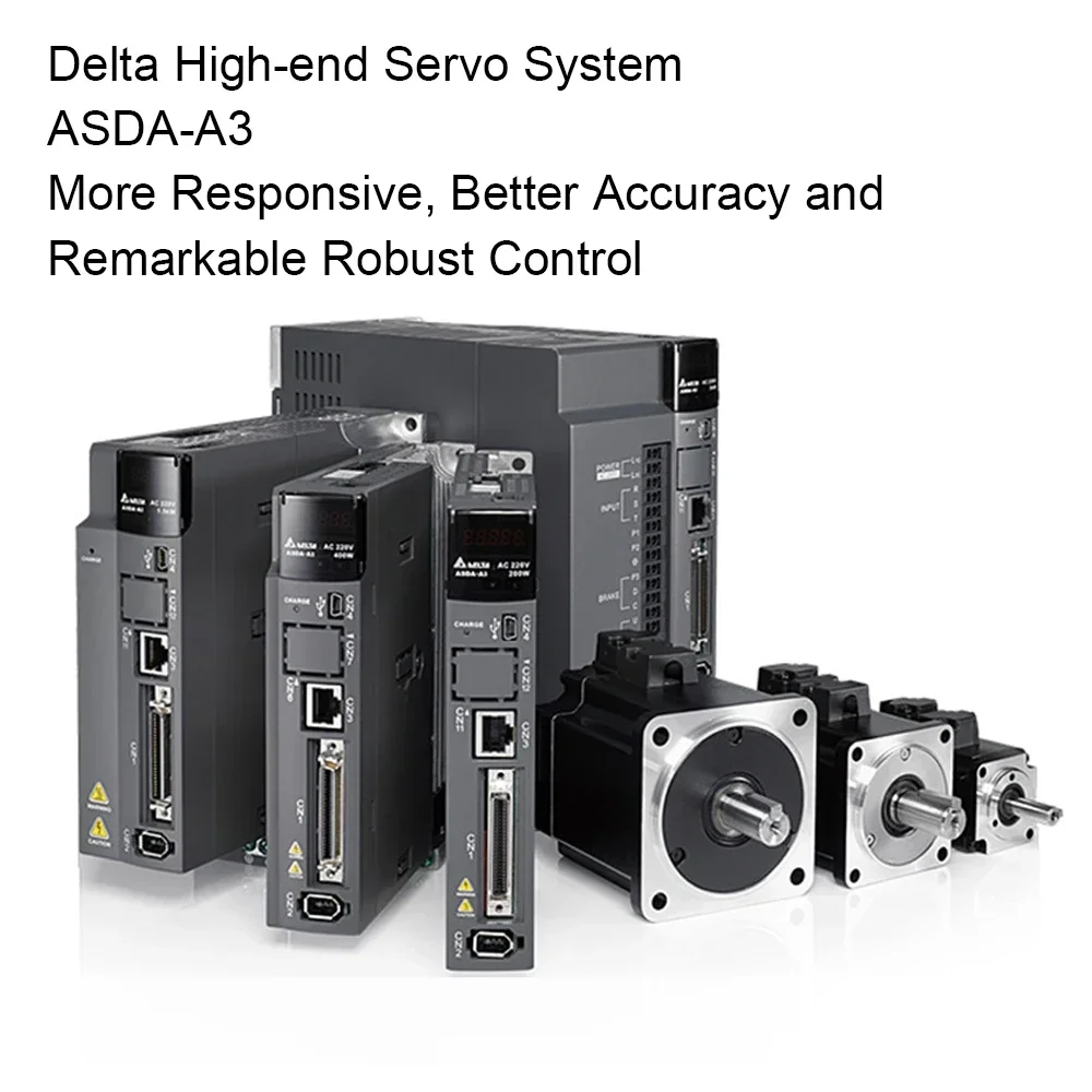 Delta A3 220V AC Servo Motor Driver Kit 24Bit Absolute Encoder 100W-3KW 40mm-180mm Flange Servo Motor Pulse Input CANopen DMCNET