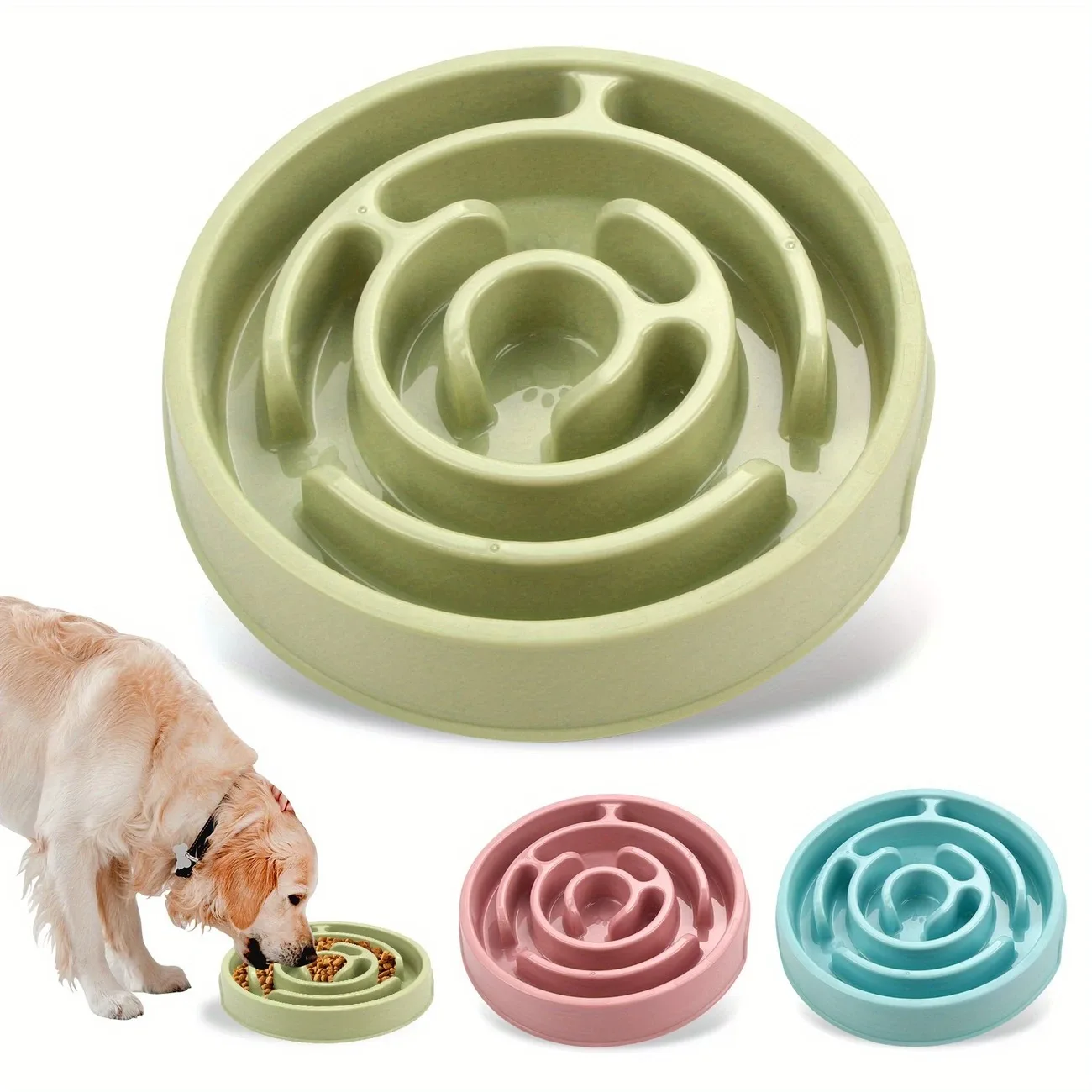 Pet Cat Dog Slow Food Bowl Anti-choking Food Bowl Puzzle Snack Bowl for Neck Protection Plastic Multiple Colors Dog Accessories