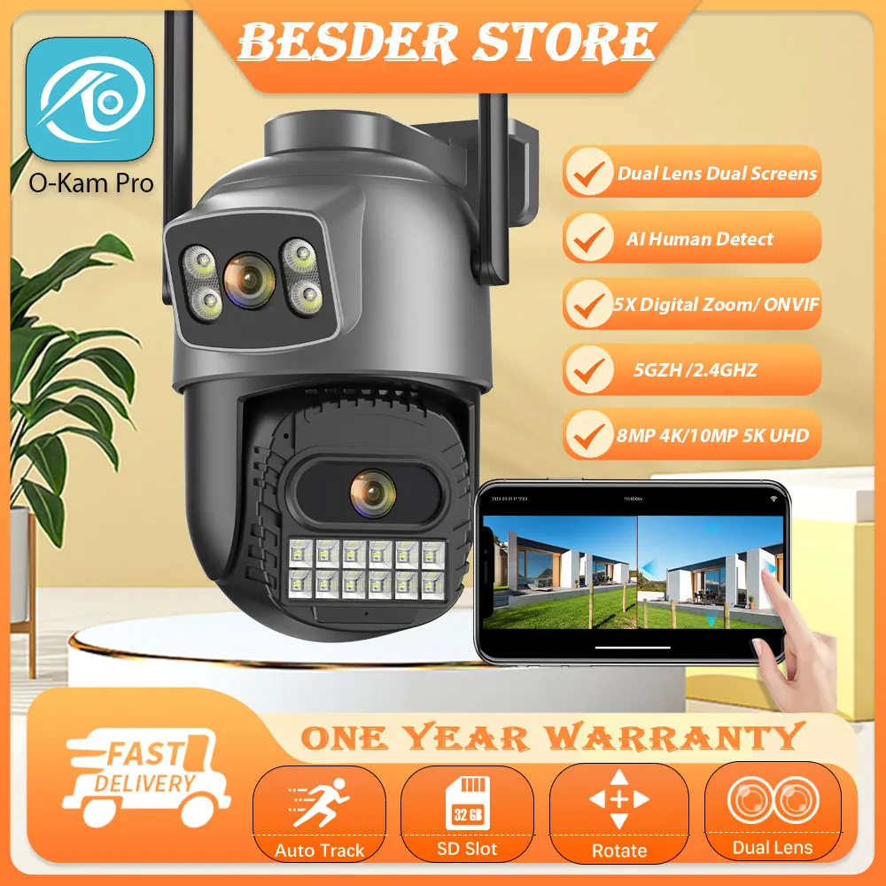 10MP PTZ Camera 4K 8MP Wireless 5G WIFI Camera Security Protection Auto Tracking ONVIF CCTV Smart Video Surveillance IP Camera