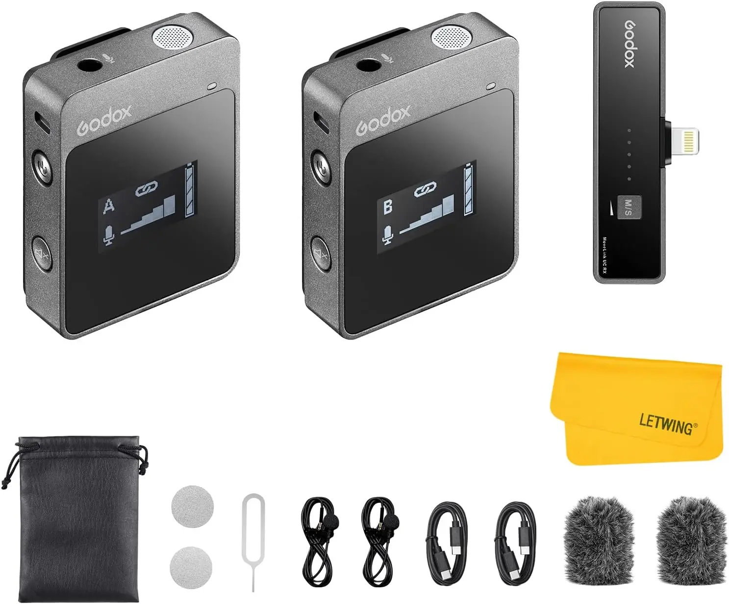

GODOX MoveLink LT2 Wireless Lavalier Microphone Suitable for Video Interview Podcast Vlog YouTube