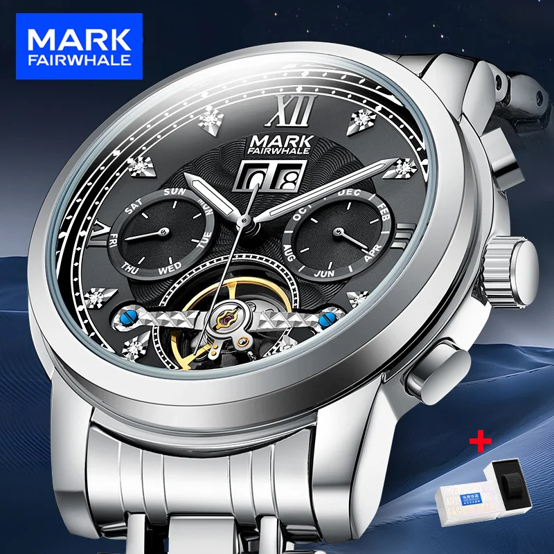 

Mark Fairwhale 66980, мужские автоматические механические часы, деловые часы, роскошные модные спортивные часы из нержавеющей стали для мужчин
