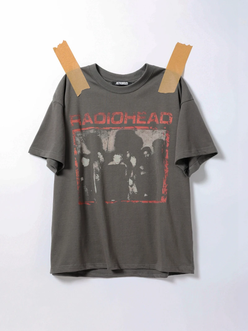 

Винтажная футболка Radiohead, мужская модная футболка, хлопковая футболка, футболки для мальчиков, футболка с короткими рукавами, рок-группа, Camisetas, мужская одежда