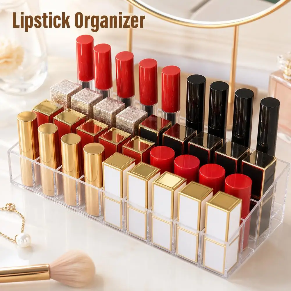 4 Sizes Lipsticks Holder - Clear Acrylic Lipgloss Lipstick Organizer and Storage Display Case for Lip Gloss, Lipstick Tubes