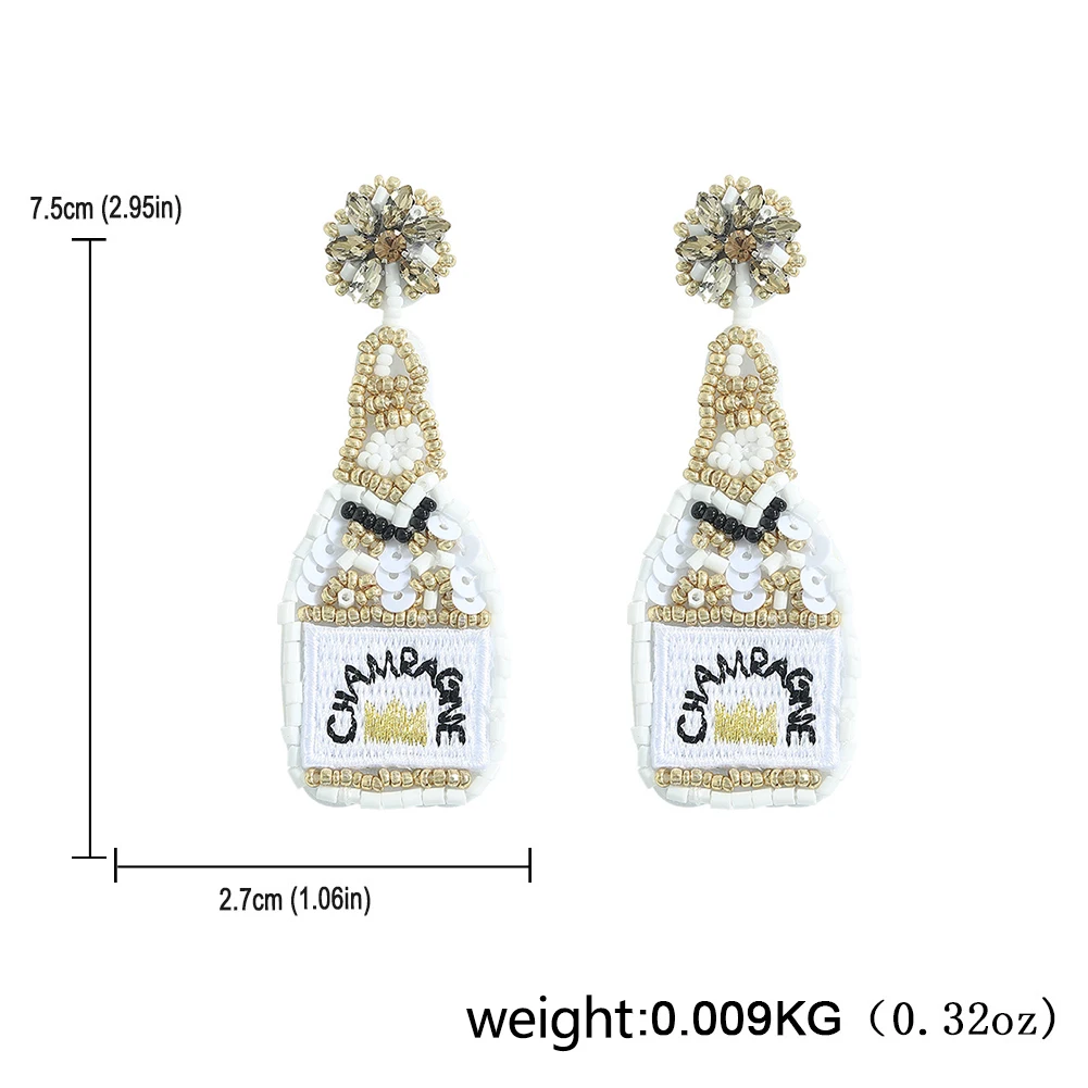Girlgo Boho Handmade Beaded Earpieces Embroidery Earpieces Wine Bottle Shaped Earpieces Fashion Personality Earpieces for Women