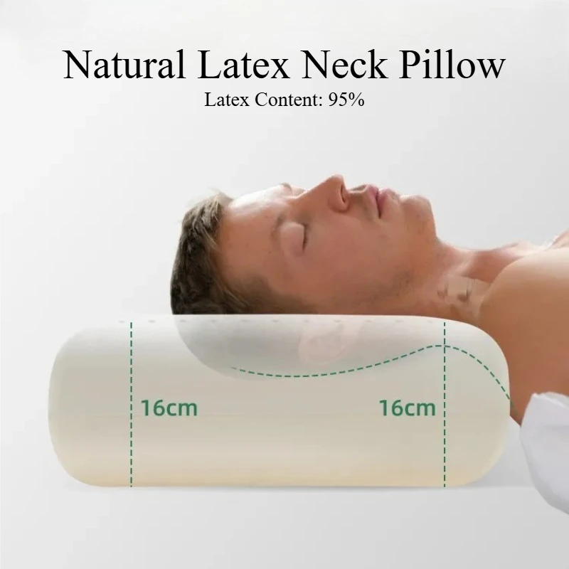 SRETNO Natural Extra High Latex Pillow for Neck Pain 45D/50D Firm Option Retains Shape After Long Sleep Pregnancy Body Pillows