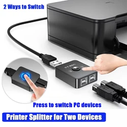 USB Printer Sharing Switch Printer Splitter for 2 Computer Printer Switch 2 Laptop to 1 Printer Splitter for 2 Device for All OS