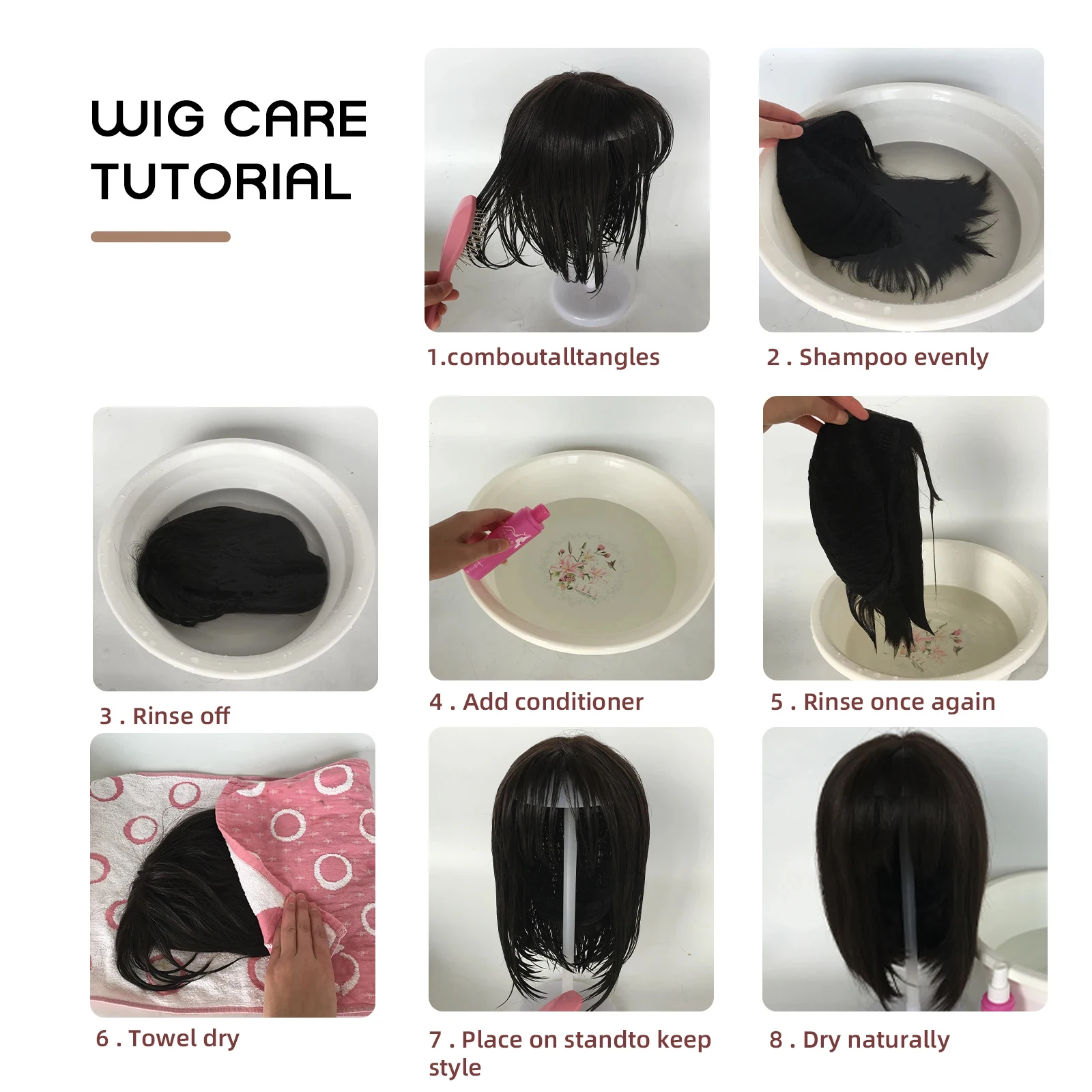 MEISU 32-Zoll-Perücke mit geradem Pony, synthetische Faser, geschichtetes Haar, hitzebeständig, natürlich, glatt, verlängertes Haar, Selfie-Party – Detail 10