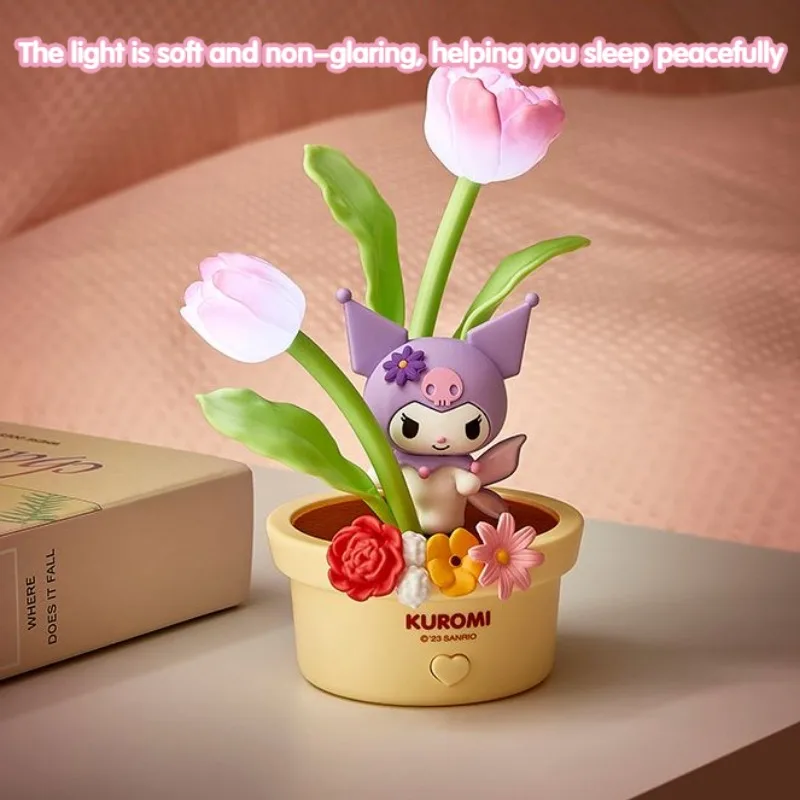 MINISO Sanrio Flower Fairy Series Cinnamoroll LED Night Light Kuromi Creative Decoration Ornament Lamp Girls Children Toy Gift