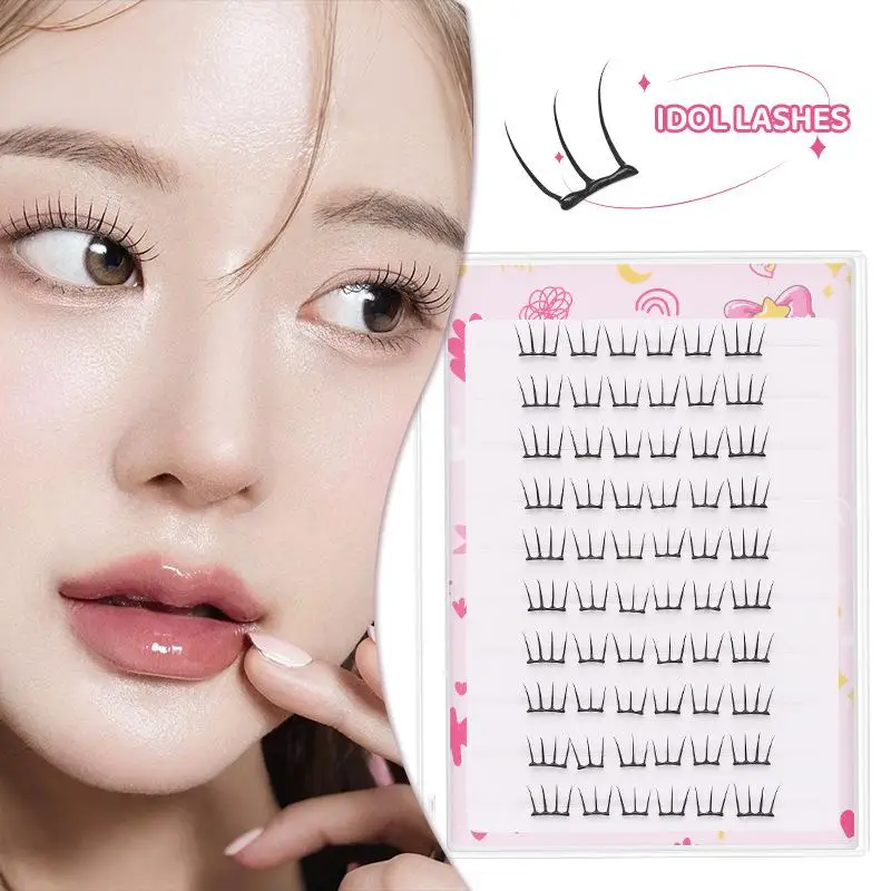 10 file Cluster Ciglia Idol Occhi Autoadesivi Corea Anime Cluster EyeMakeup Ciglia Ciglia Individuali Ciglia Naturali X7S1