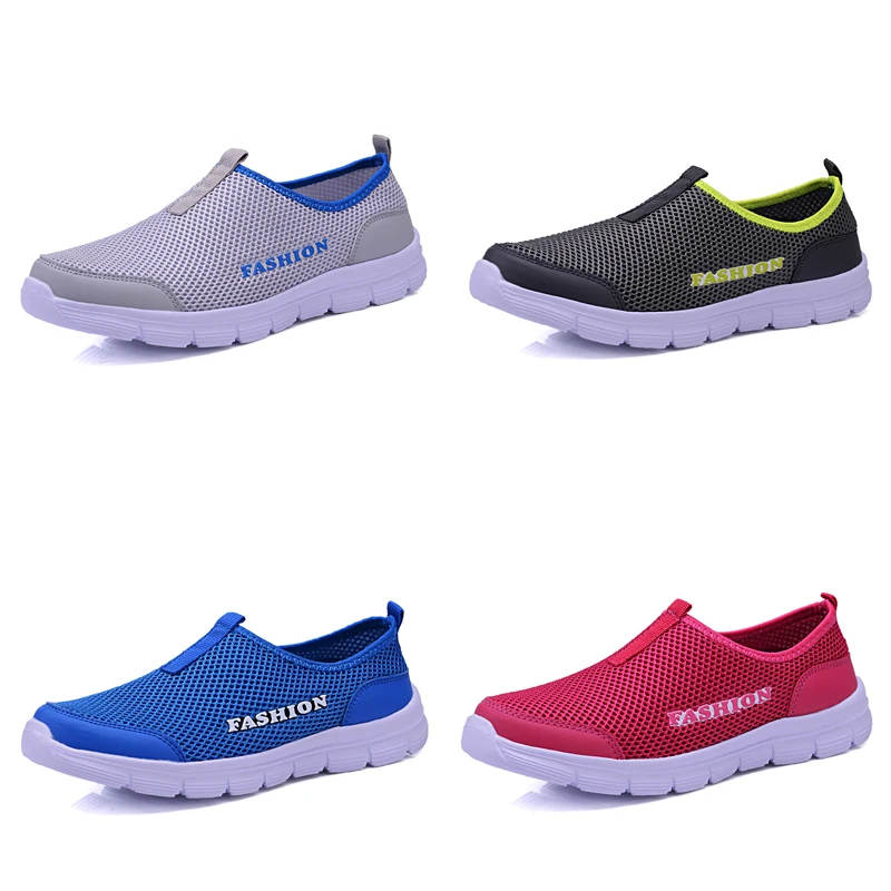 2023 New Summer Mesh Shoes Men Slip-on Casual Beach Shoes Sandals Fashion Breathable Lightweight Couple Lazy Shoes Men Sneakers