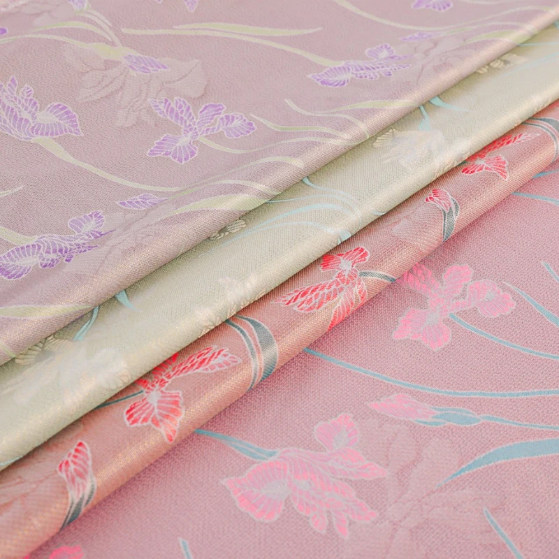 

Вискоза с цветочным узором орхидеи, разноцветная имитация Луо, жаккардовая ткань, жилет Ханфу в китайском стиле, блузка, материал одежды