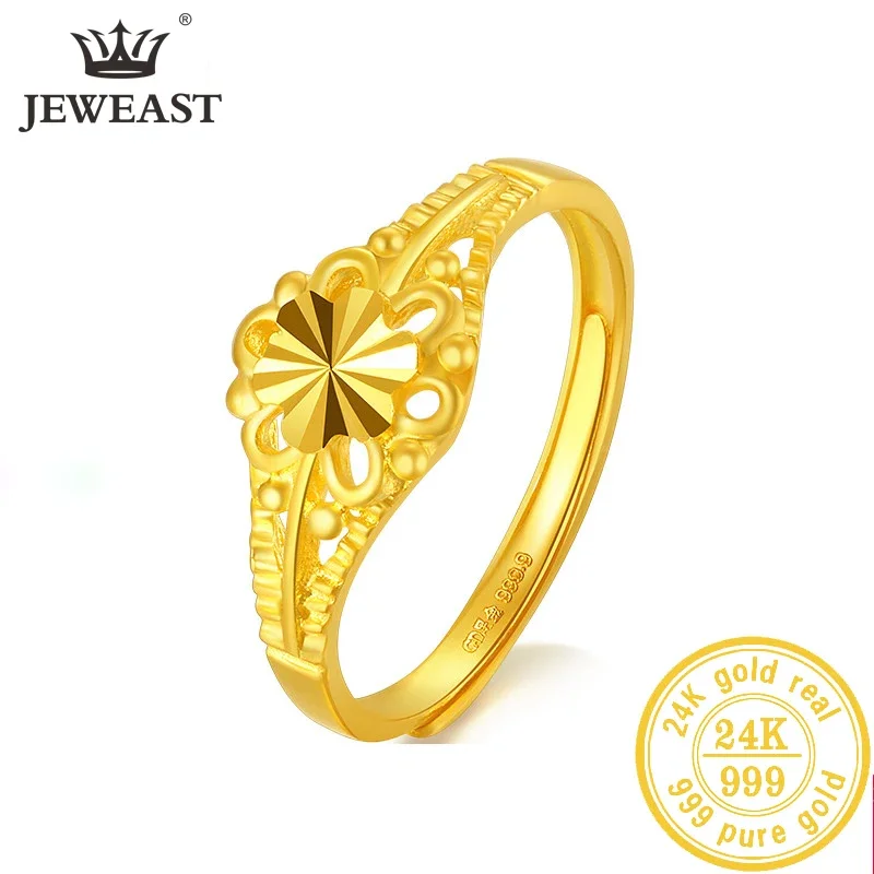 

JLZB 24K Pure Gold Ring Real AU 999 Solid Gold Rings Elegant Shiny Beautiful Upscale Trendy Classic Jewelry Hot Sell New 2023