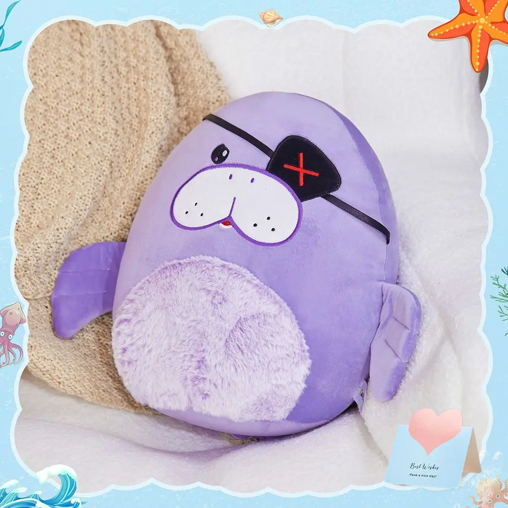 

30cm Soft Manatee Pirate Doll Toys Throw Pillows Cute Kawaii Stuffed Cartoon Ocean Doll Birthday Gift for Girls Kids Sea Cow