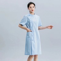 Blue Asymmetrical Short Sleeve Nurse Uniform Summer Workwear for Doctors And Beauty Salons Chinese Factory Outlet Work Clothes