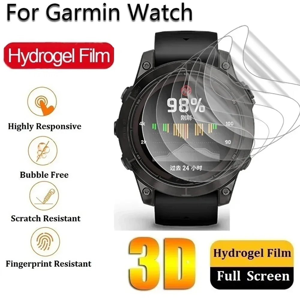 Hydrogel Protective Film Compatible for Garmin Fenix 8 E 7 7X 7S Pro Fenix 6 6X 6S Pro Fenix 5 5X 5S Plus Watch Screen Protector