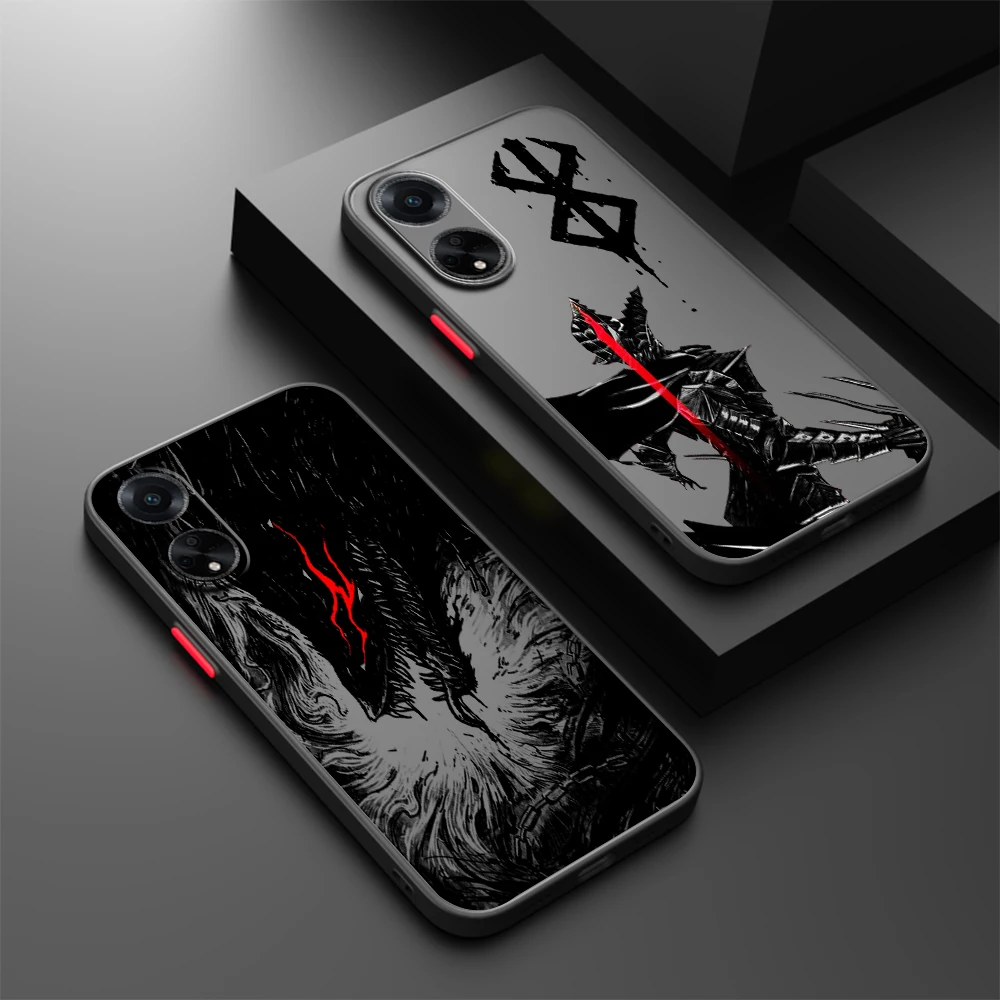 Hot Blood Anime Berserk Guts Frosted Translucent For OPPO X5 X3 A54S A5 A94 A16 A53S A57 A74 A72 A96 A98 A78 5G Cover