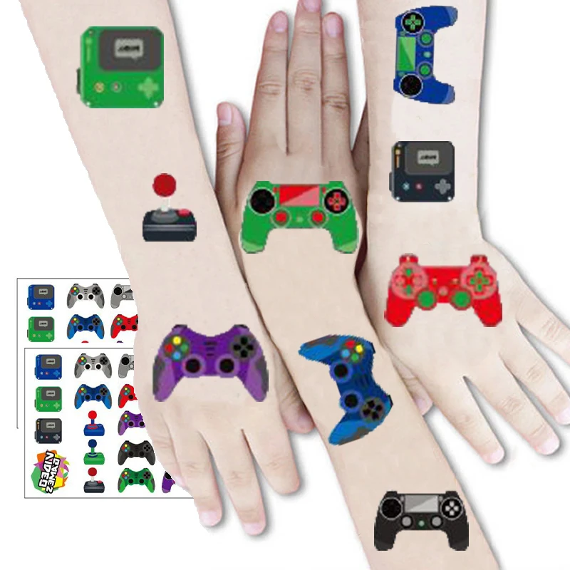 Game on Birthday Party Decoration Tattoo Stickers Kids Favorite Party Supplies Boys Game Handle Sticker DIY Event Birthday Gifts