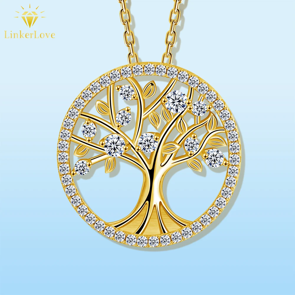 

LinkerLove Tree of Life Pendant Moissanite Necklace for Women 925 Sterling Silver Diamond Necklaces Fine Jewelry Gift for Mother