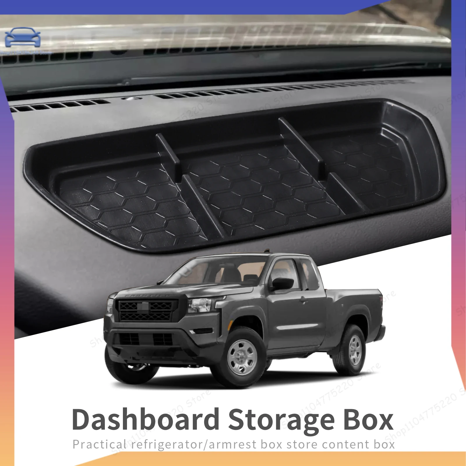 Car Dashboard Tray for Nissan Frontier 2022 + Center Console Storage Box Organizer Interior Accessories
