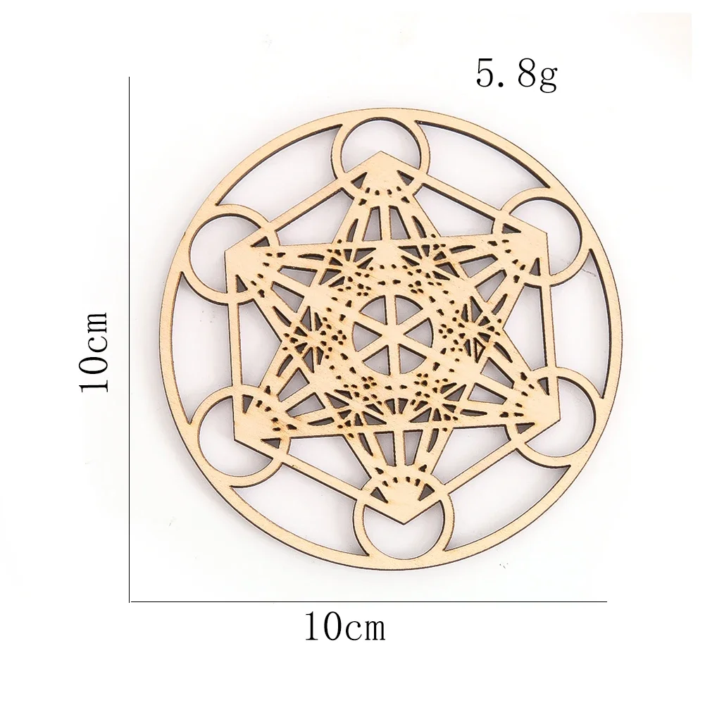 Geometric Round Wooden Boards Sacrosanct Metatron Motifs Crystal Placement Mat Yoga Meditation Energy Hanging Wall Accessories