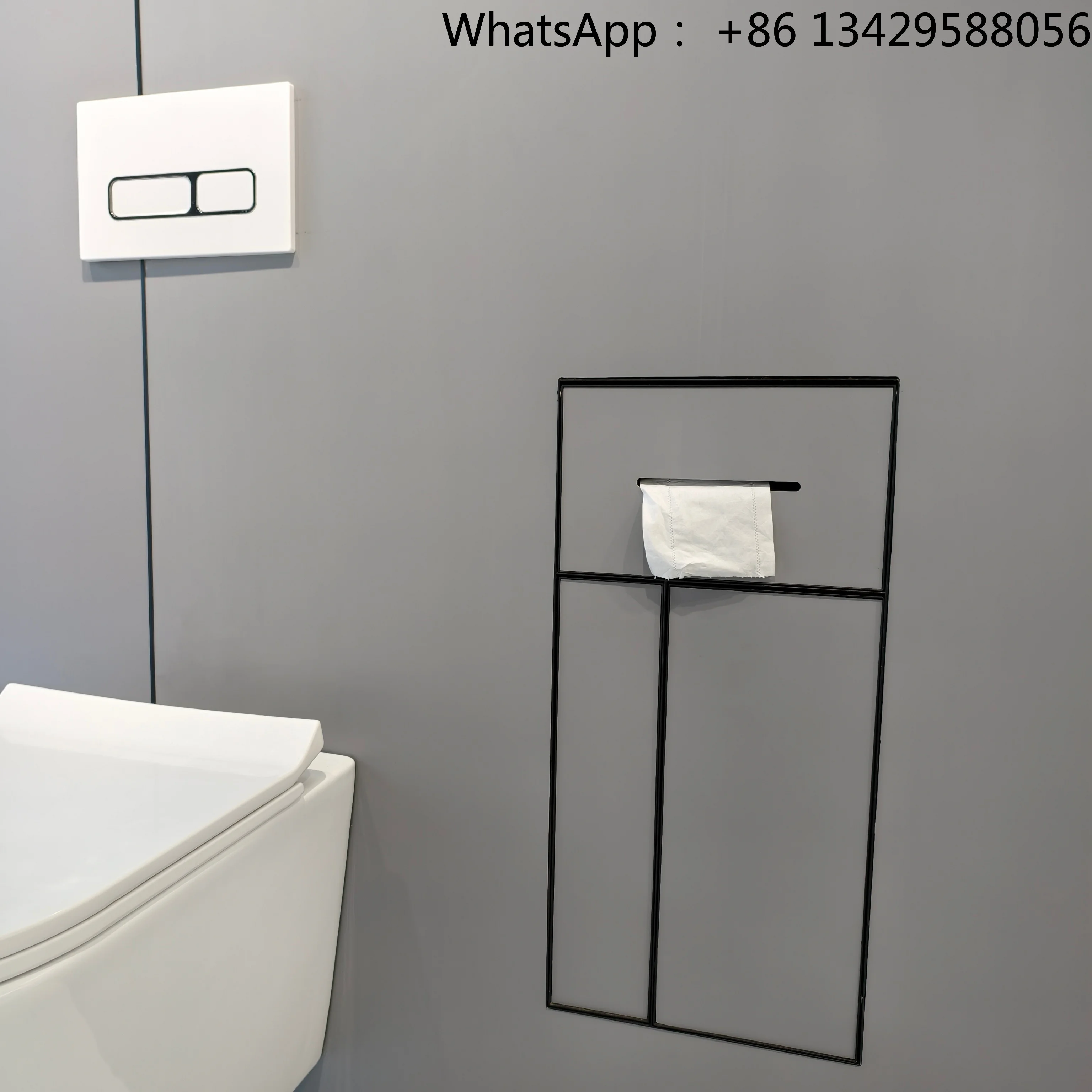 Modern Decor Bathroom Organizer Toilet Accessory Hidden Recessed Waste Invisible Paper Roll Holder Toilet Brush Trash Can Niche