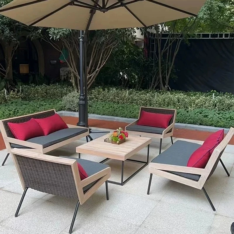

Outdoor sofa, courtyard leisure villa balcony rattan chair, outdoor single terrace coffee table