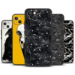 Raven Crow Skull pattern Soft Phone Case For iPhone 16 15 14 13 12 11 Pro MAX XS X XR 7 8 Plus 13 12 Mini Back Cover