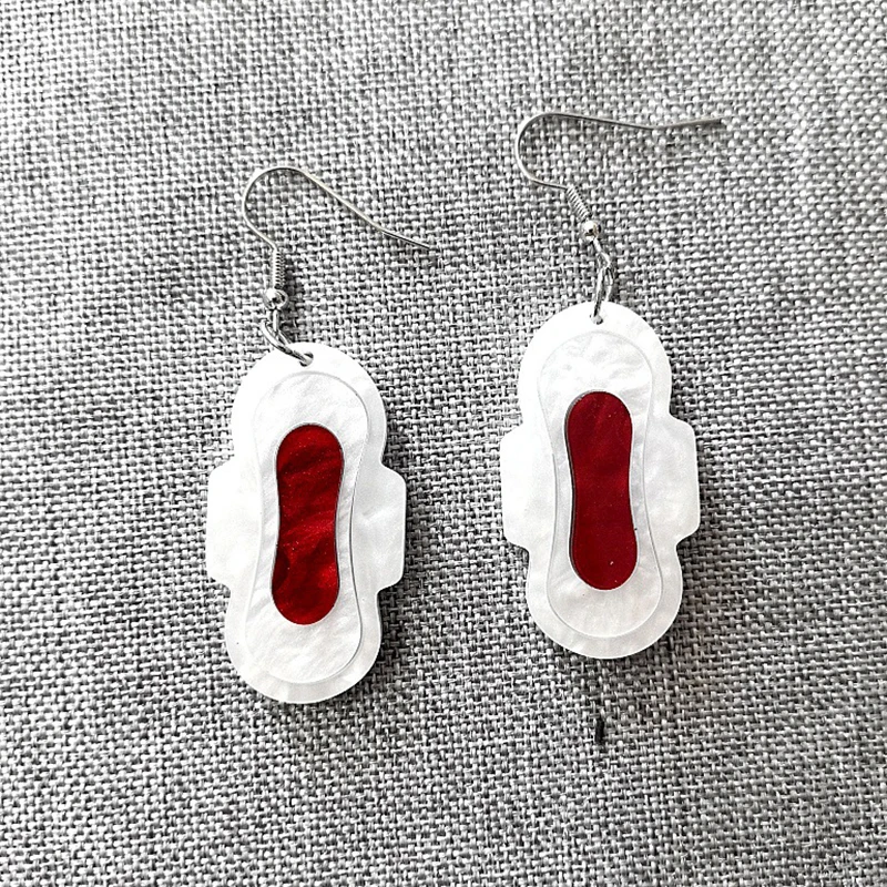 Creative Sanitary Towel Acrylic Earrings For Women Funny Tampon Dangle Earring Gift