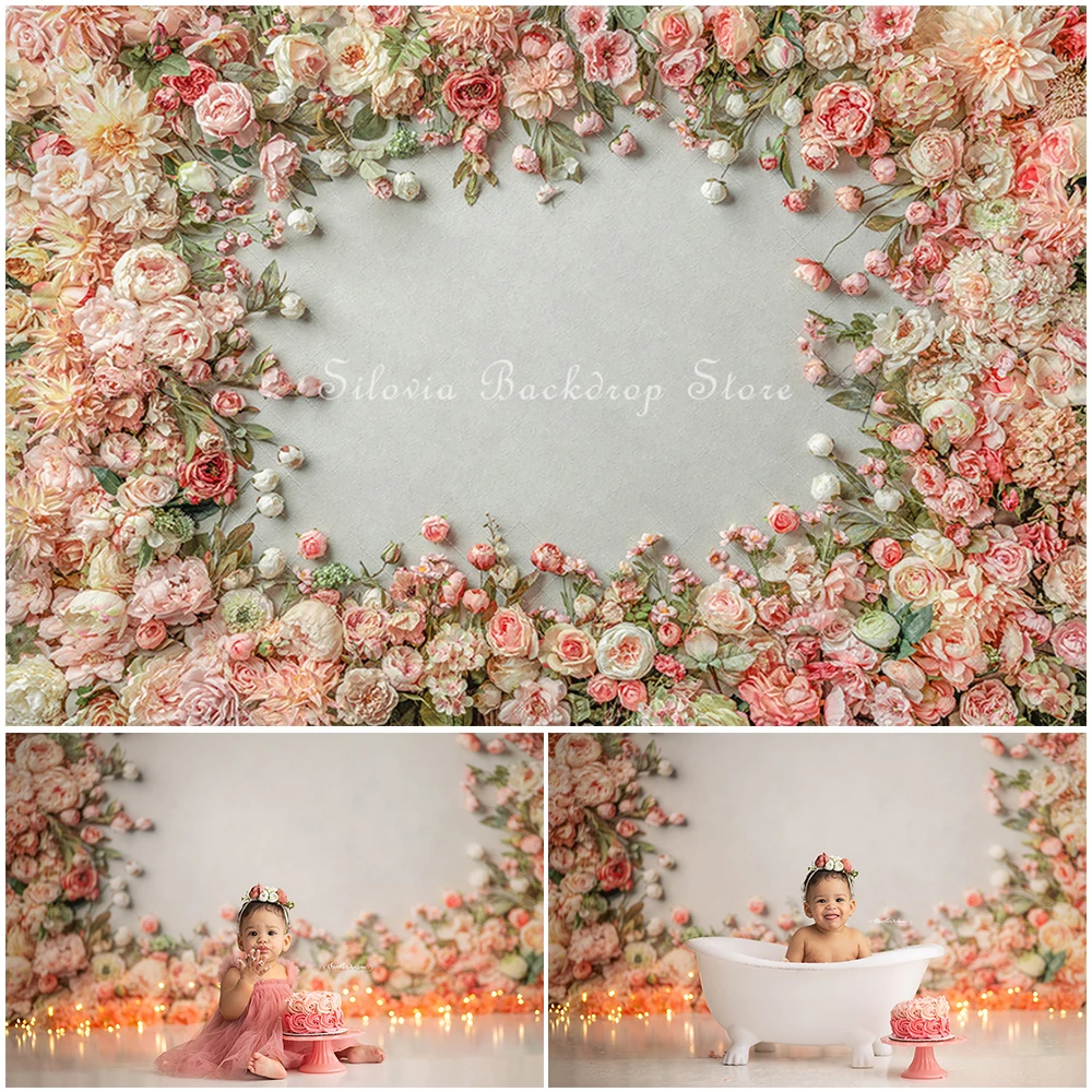 

Wallflower Wonder Photo Background for Wallflower Wonder Cake Smash Birthday Photography Backdrop Kids Photo Studio Props