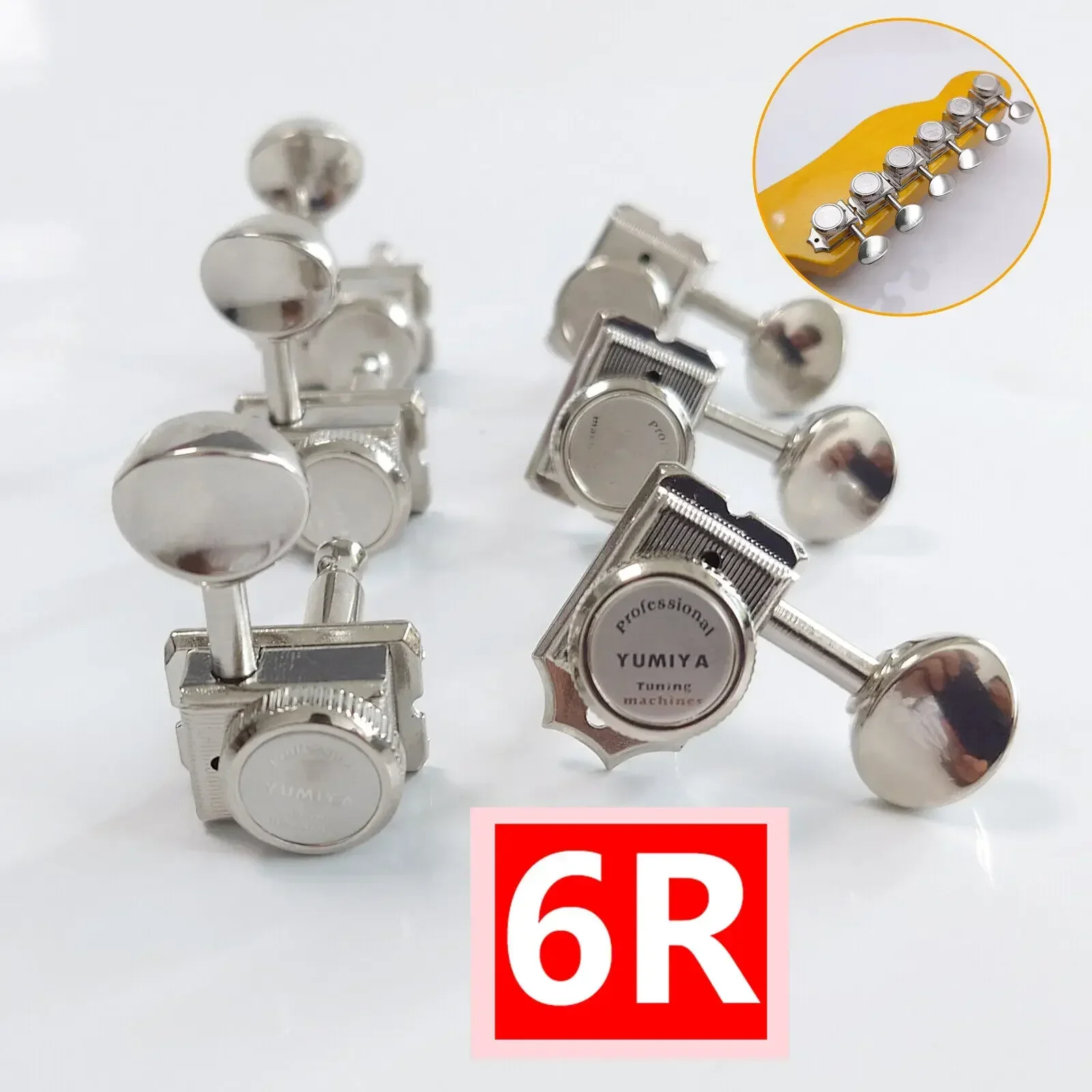 6R Vintage Guitar Locking Tuners for Strat/Tele/LP Guitars - Silver Guitar Tuning Keys, Machine Heads Replacement Parts