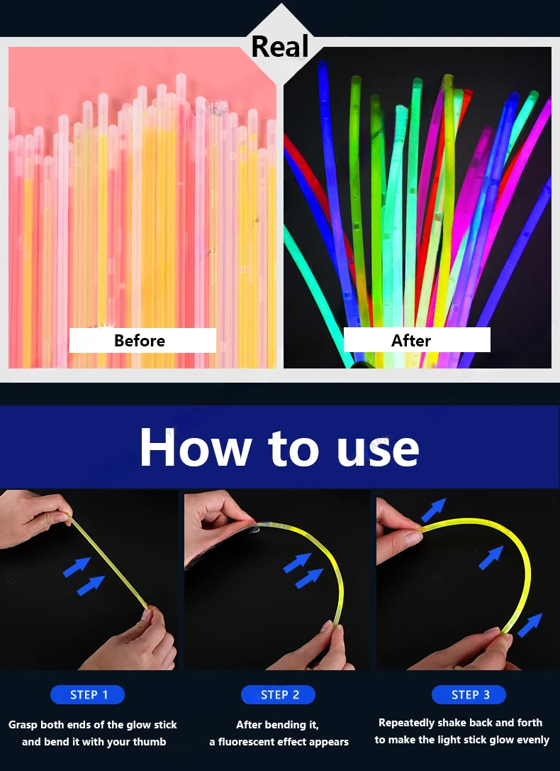 Imagem -06 - Monocromático Fluorescência Luz Glow Sticks Luminosas Pulseiras Brilhantes Colares Casamento de Néon Festa de Aniversário 100 Pcs