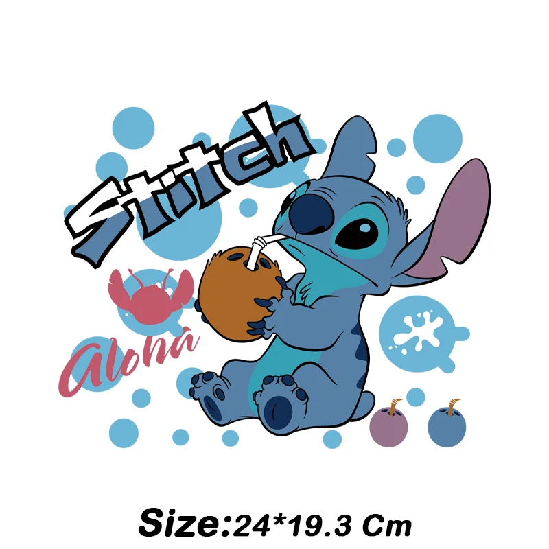 Disney Cartoon Lilo & Stitch Plastry samoprzylepne do prasowania ubrań do odzieży dziecięcej Naklejka termotransferowa