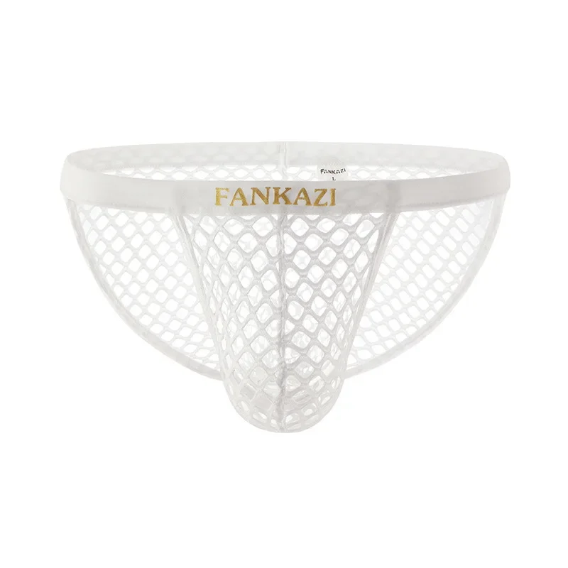 Men Large Fishnet Briefs, Hollow See‑through High‑cut 3D U‑Pouch Breathable Elastic Male Underwear