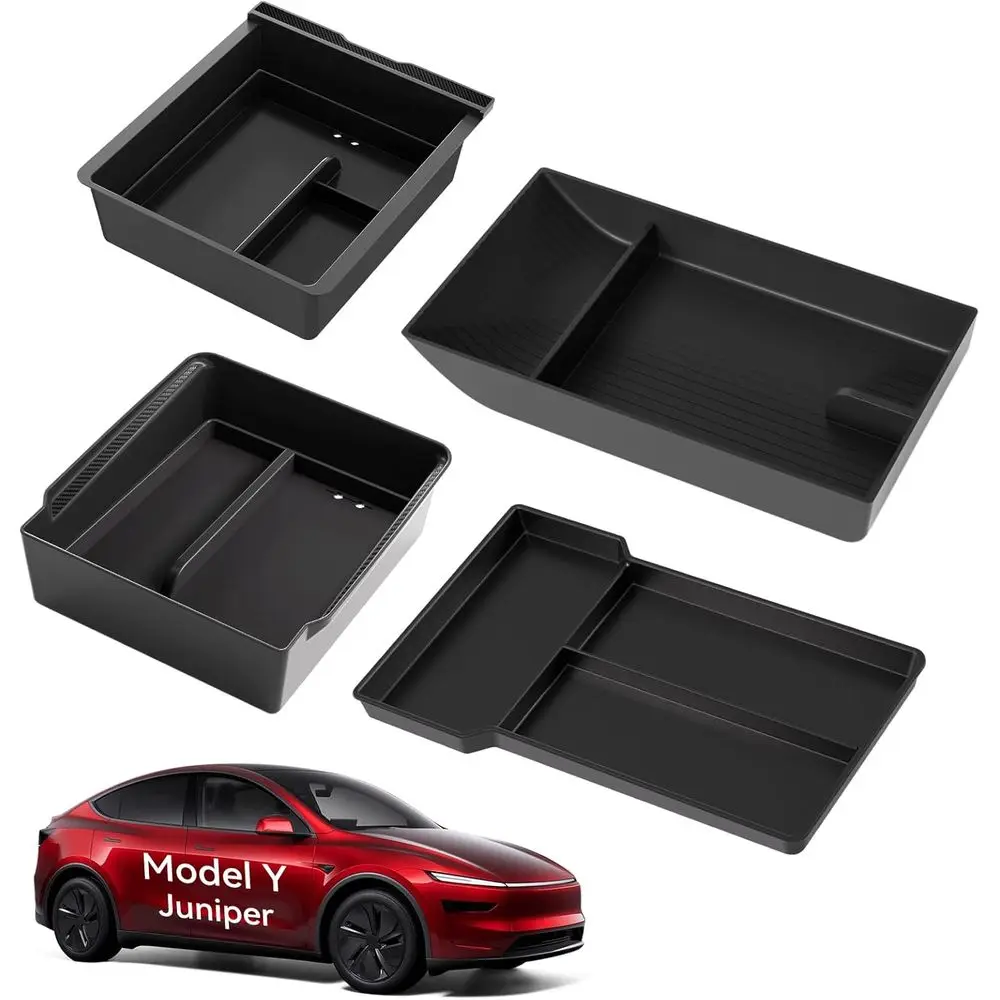 

Органайзер-лоток для центральной консоли Tesla New Model Y Juniper, двухслойный, с разделителями, для плавного выдвижения, для моделей Y 2025-2026
