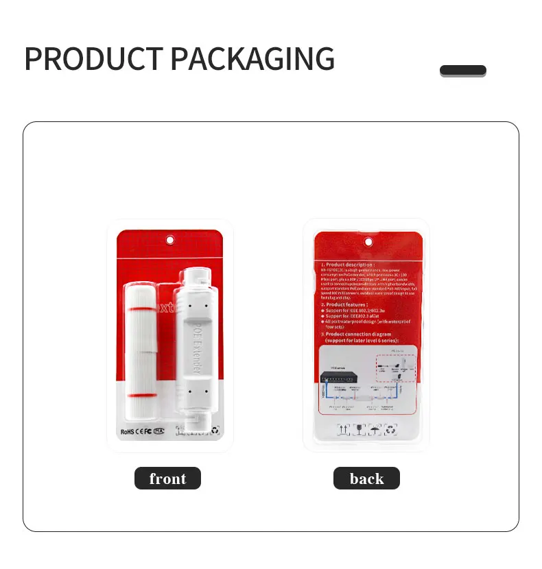 Industrial Waterproof IP66 PoE Extender 1 in 1 Out 30W IEEE 802.3af/at 100Mbps Plug and Play Switch for CCTV IP Cameras