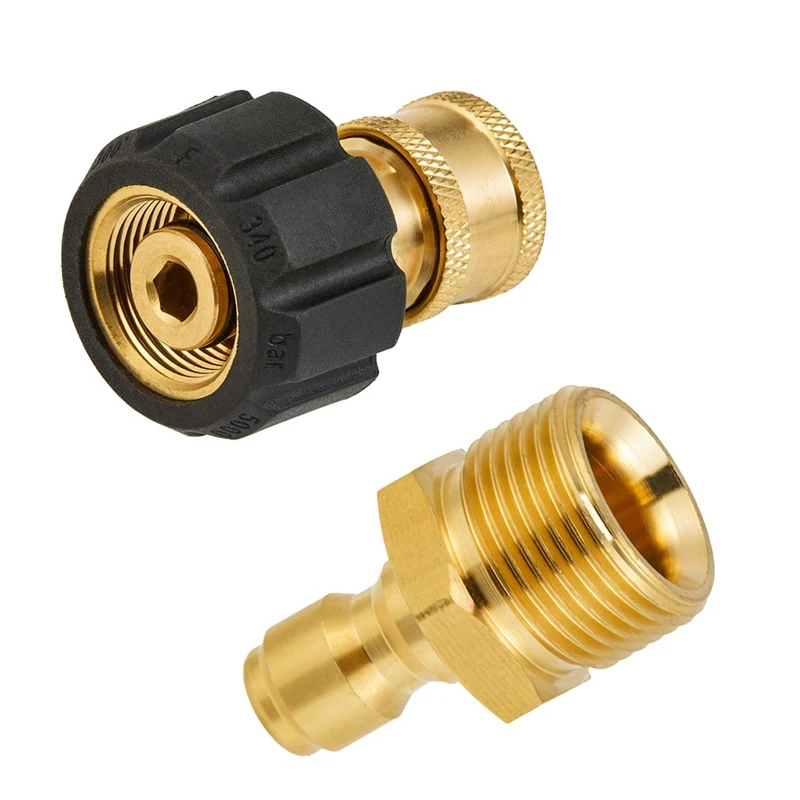 

High Pressure Washer Adapter Set Quick Connect Kits For Snow Foam Lance M22 To 1/4Inch Quick Connect, 5000 PSI