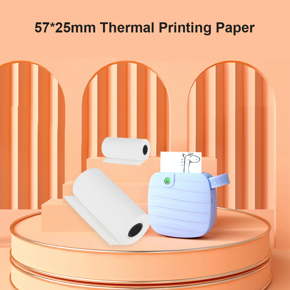 5-50Rolls Mini Printer Paper For Peripage POS Cash Registers Thermal Paper Printable Sticker Paper Instant Print Label 57x25mm