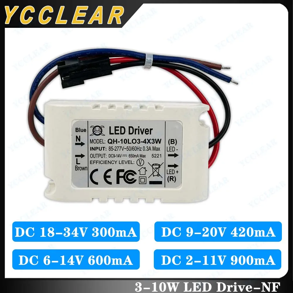 

3-10W LED Driver DC 18-34V 9-20V 6-14V 2-11V 300mA 420mA 600mA 900mA Lighting Transformers For 3W 5W 7W 8W 9W 10W Power Supply