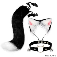 Halloween cosplay costumes contain a furry three-piece set of cat ears and tail neck decorations for party dress-ups