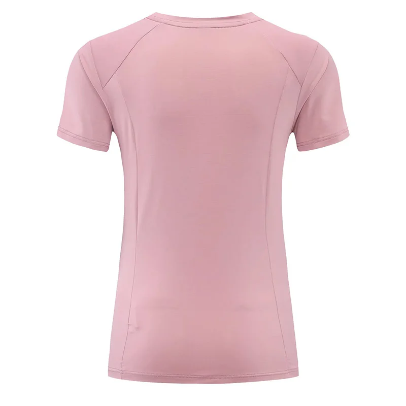 Camisetas de Yoga para mujer, Top corto deportivo sólido, camisetas de entrenamiento para gimnasio, correr, manga corta, ropa deportiva de secado rápido