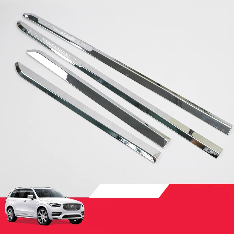 For Volvo XC90 2016 2017 2018 2019 2020 2021 2022 2023 ABS Chrome Side Door Car Body Molding skirts scratch Cover Trim 4PCS